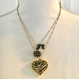 Vintage Betsey Johnson NYC Cab Heart Necklace NWT